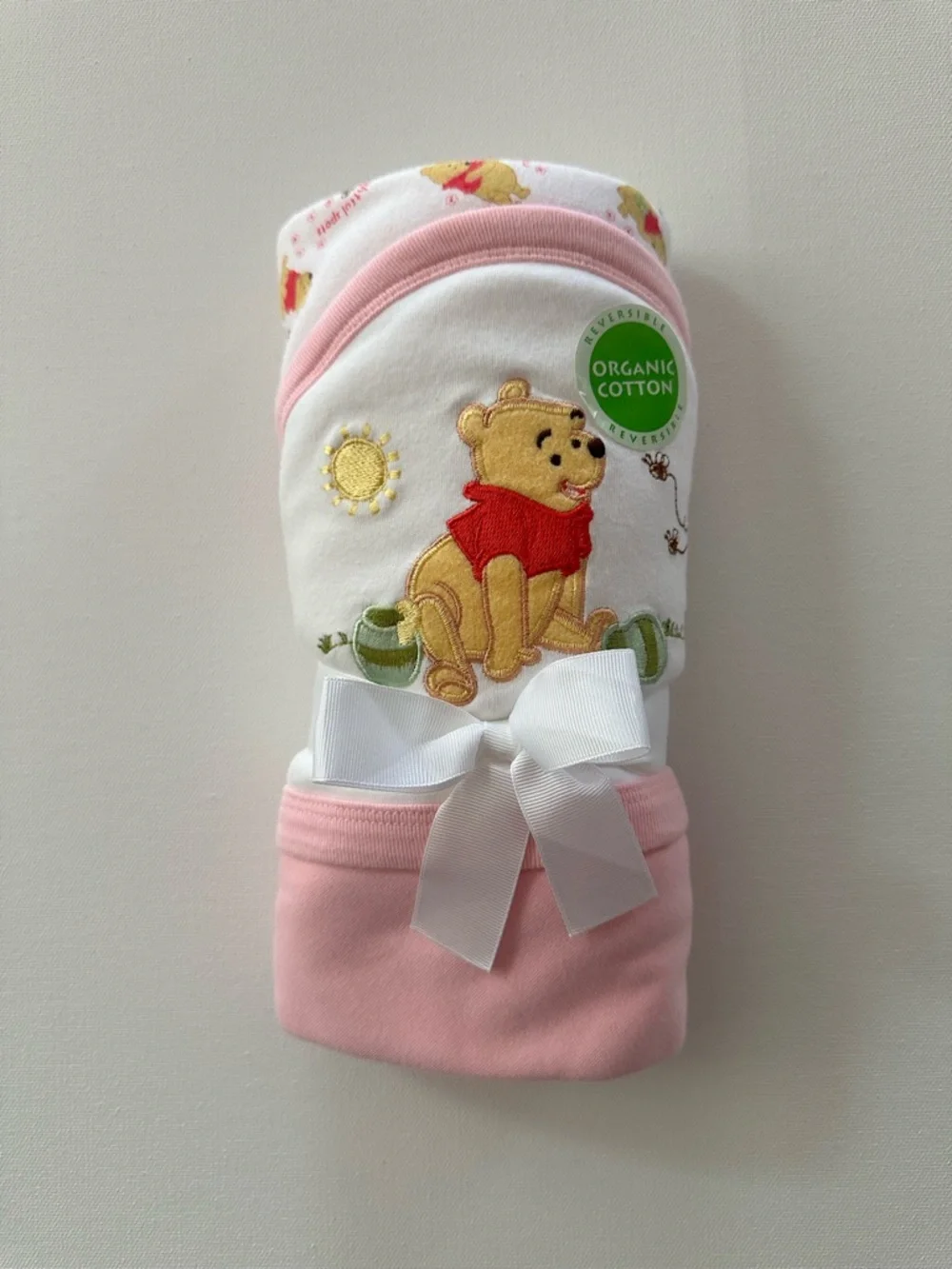 Disney Winnie the Pooh Pink Organic Cotton Reversible Blanket Baby Girl
